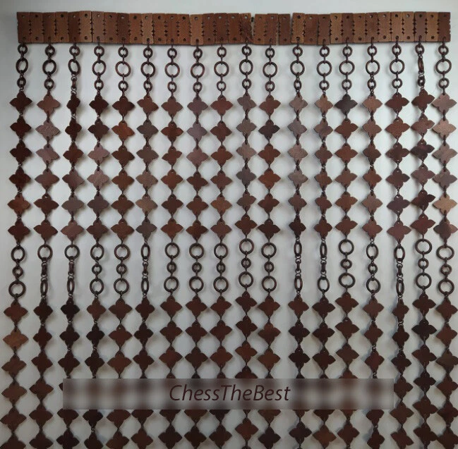 Cortina de puerta de madera, cortinas de madera personalizadas puerta con cuentas, desviador de habitaciones hecho a mano Foto 3 de 4