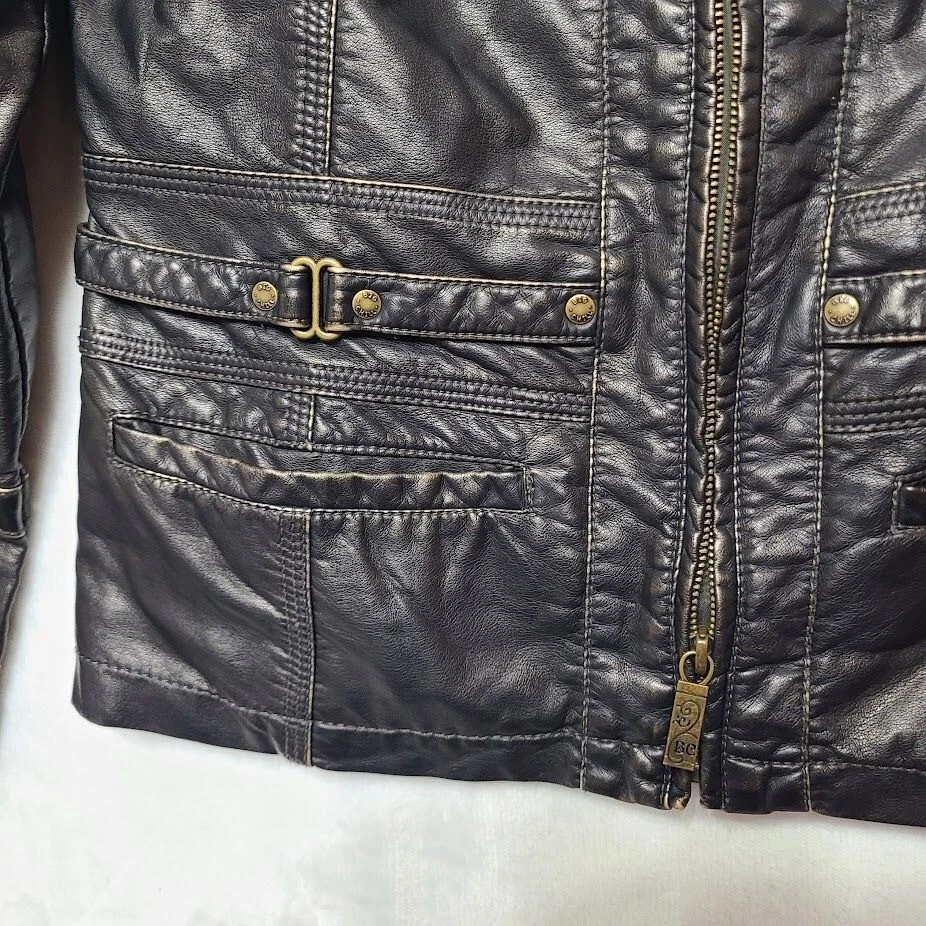 Chaqueta Big Chill BC Mujer XL 16 Negra Imitación Cuero Moderna Moto Motocicleta Cremallera Foto 2 de 4