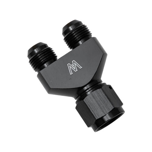Y Block Adapter Fitting -10AN Female To Parallel Exit Dual -8 AN Male Aluminum - Picture 3 of 5