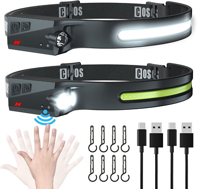 COSOOS 2 Fari Frontali LED Ricaricabili USB-C - 1000 Lumen, Leggeri Per Corsa E Casco