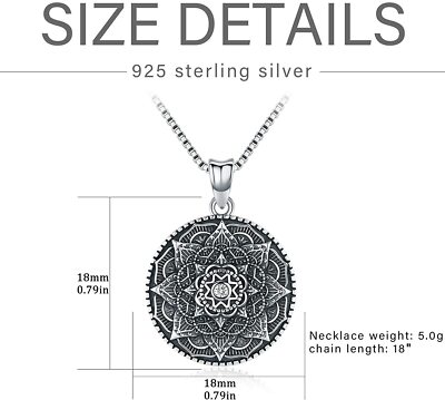 Gifts For Brother Mandala Necklace, Sterling Silver Half Flower