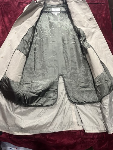 London Fog Tan Trench Coat 38 Reg Zip Out Lining Style 002031 265 Balmacaan - Picture 15 of 20