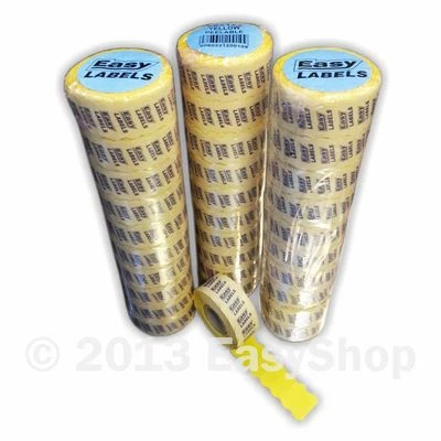 EASY LABEL 26 X 12mm Retail Price Marking Gun Labels, CT4 Motex, Yellow Permanent Adhesive