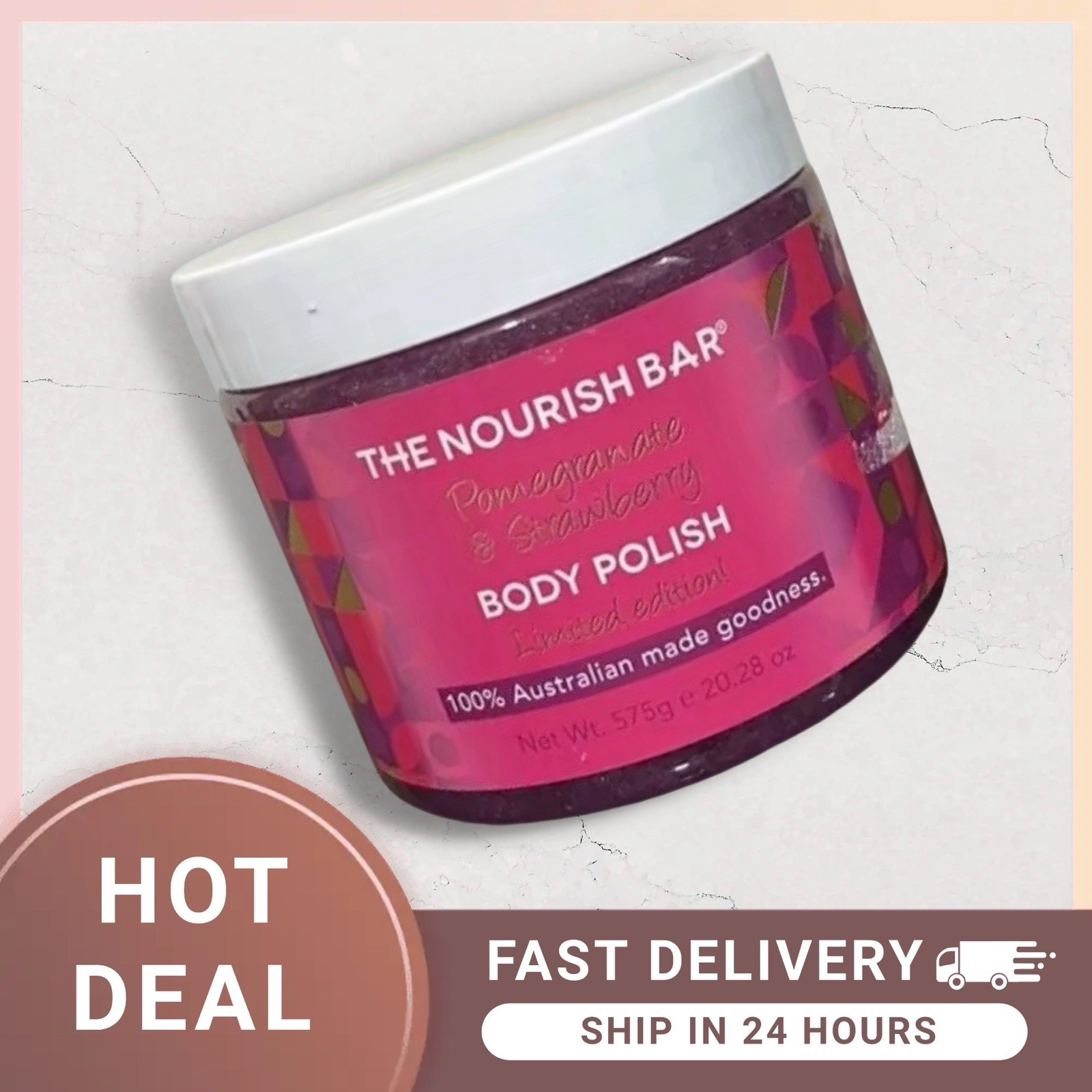 The Nourish Bar Body Scrub Pomegranate Strawberry  Sugar Scrub 575g