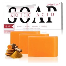 Kojic Acid  Turmeric Soap Bar for Dark Spots, Vitamin C  Retinol - 3 Pack