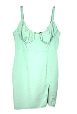 Pretty Little Thing dress size 12 green sheath milkmaid coquette vamp