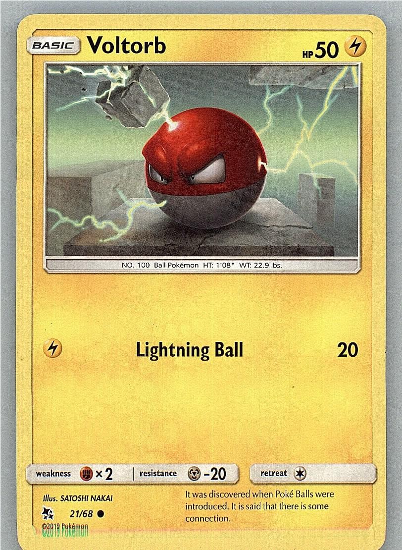 Voltorb 21/68 Common Hidden Fates Pokemon Lightly Played