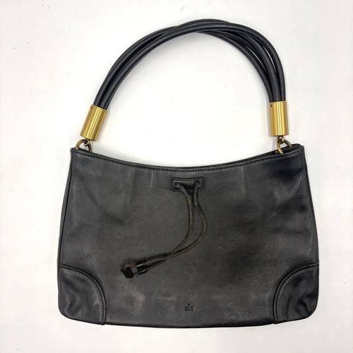 Auth Gucci Tom Ford Era Leather Gold Hardware Shoulder Bag Black 109147 2Y6193