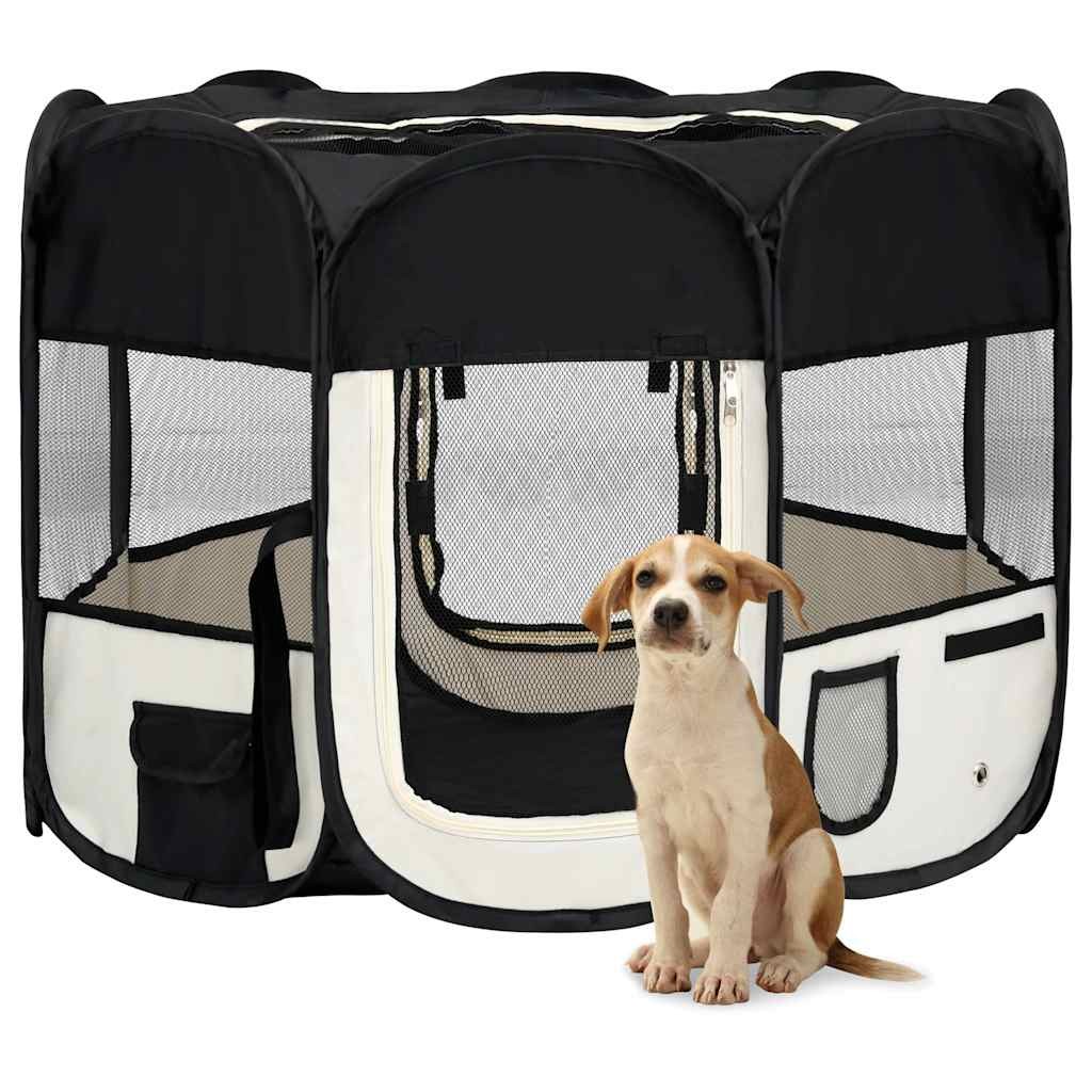 Box per Cani Pieghevole Nero 90x90x58 cm | Recinto Portatile con Borsa