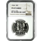 1964 NGC PR67 CAMEO 90% SILVER KENNEDY HALF DOLLAR ~ FABULOUS ~ FREE SHIPPING