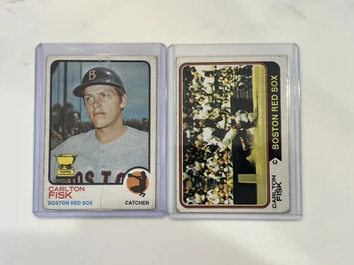 1973 Topps Carlton Fisk #193 PR 1974 Topps Carlton Fisk #105 GD 2 card lot - Image 1 of 4