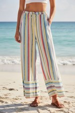 EAST Summer Pastel Stripe Wide Leg Trousers Lightweight 