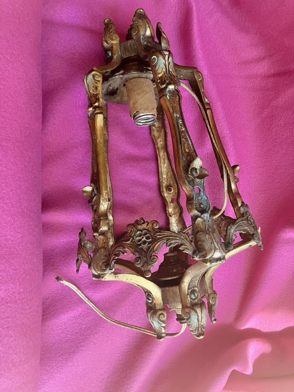 Decorated Brass - Art Deco Hanging Lantern