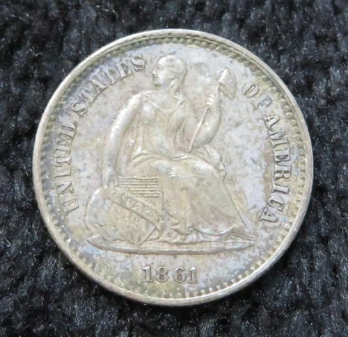 1861 Seated Liberty Half Dime * Better Grade * Nice Eye Appeal * 6133