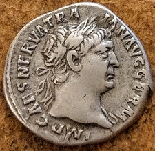 ROMAN COIN SILVER DENARIUS OF TRAJAN 1 OF THE 5 GOOD EMPERORS NOV @ 1.5