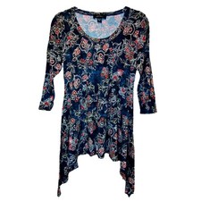 Karen Kane Hanky Hem Scoop Neck Tunic Size L Boho Whimsygoth Career Workwear