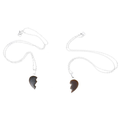 1 Pair Matching Heart Necklace Color Changing Pendant Necklace for Women and Men - Picture 4 of 16