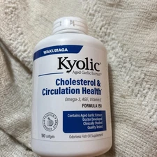 Kyolic Aged Garlic Extract Cholesterol & Circulation Health 180 Softgel Exp 6/28