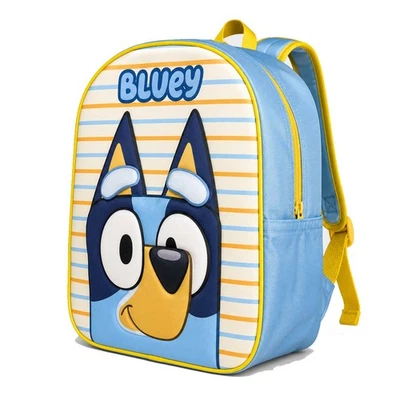 Bluey Sac À Dos Enfant 3D École 32cm Bleu Poche Bouteille Zip - Photo 1/4