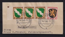 AM747) FZ Allg. Ausg. Nr 5y gestempelt Dreierstreifen gepr&uuml;ft Straub BPP Mi. 225