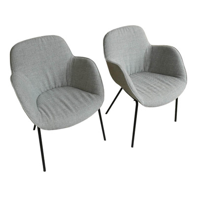 Walter Knoll 2er Set Armlehnstuhl Sheru Stoff Gaia 7891 Platin Grau 4 