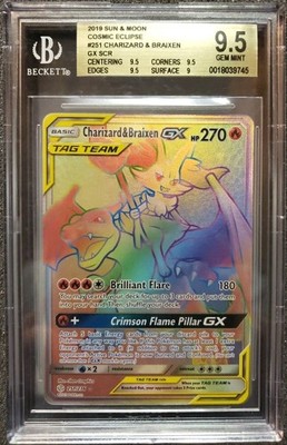 2019 Pokemon Charizard & Braixen GX TagTeam #251 Rainbow Secret