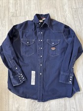 Rasco FR Pearl Snap Button Up Blue Denim Flame Resistant Shirt Men's 2X Long