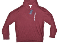Tommy Hilfiger Men's XXL Shawl Neck Pullover Sweater Burgundy Cotton Modal Blend
