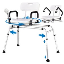 Adjustable Sliding Shower Chair with Arms and Back for Seniros Elderly Disabled
