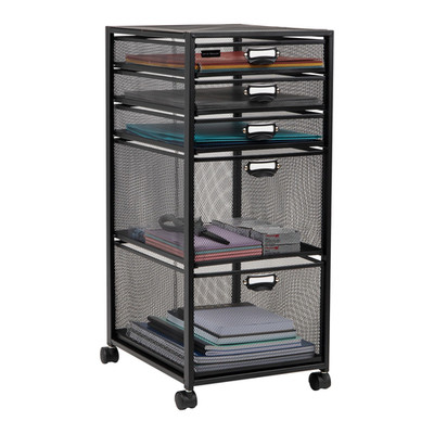 Mind Reader Vertical Office Storage Organizer Mesh Drawers Label Holders And