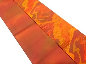 7576866: JAPANESE KIMONO JAPANESE NAGOYA OBI / WOVEN MIST
