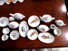 Miniature 2 China Tea Sets  22 pc Pine Cone & 21 Pc. floral set.