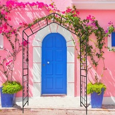 Metal Garden Arch for Climbing Plants, Black Outdoor Rose Trellis, Free Shipping