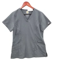 Dickies Dynamix Womens V-Neck Scrub Top Pewter Medium Stretch Fabric Lightweight