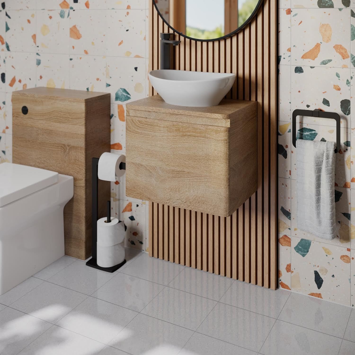 Bathroom Cloakroom Vanity Unit Wash Wall Hung Countertop Basin Wood 500mm