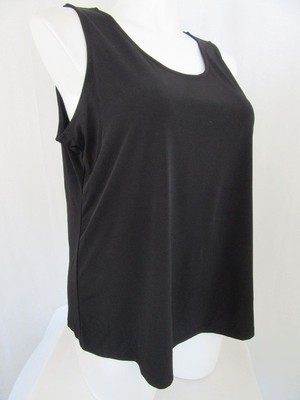 Susan Graver Size 1X Petite Black Liquid Knit Tank