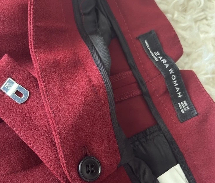 Pantalón Zara Acampanado Borgoña Negocios Informal Talla M Nuevo Con Etiquetas/Sin Etiquetas Foto 3 de 4