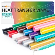 HTVRONT HTV Heat Transfer Vinyl Bundle (14 Pack) - 12" x 3FT HTV Vinyl Rolls,...