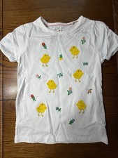 Mini Boden Embroidered Chick & Flower Shirt EUC Girls Easter Top Size 7-8