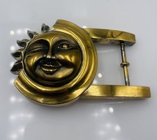 Kieselstein Cord Sterling Silver Gold Vermeil Sun Face XL Large Belt Buckle