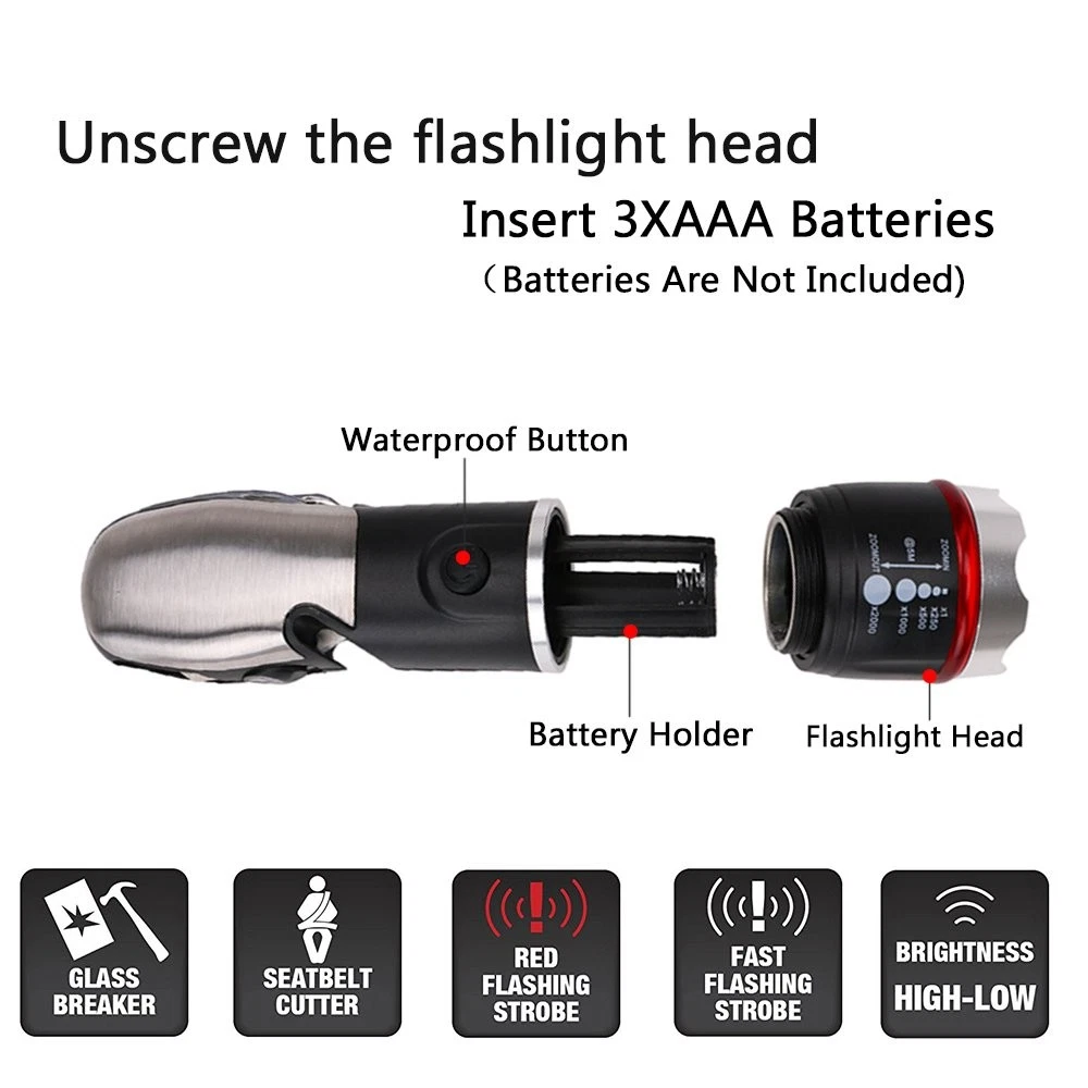 Multi Tool LED Flashlight for Survival, Cars, Emergency & Camping Essentials