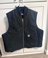 Carhartt Relaxed Fit Zip Front Cotton Work Vest Black Men  s 3XL