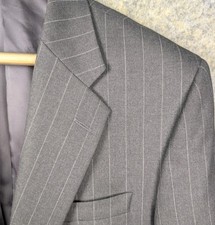 Hickey Freeman Madison 42 Long Loro Piana 130s Wool Gray Pinstripe Suit Coat USA