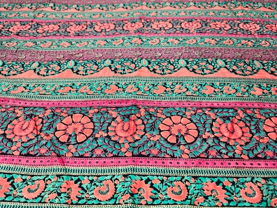 Indian Hand Block Print Rayon Natural Handmade Abstract Bird Fabric Blue 5 Yard - Image 4 of 4