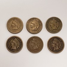 Complete 1859-1864 1c Indian Head Small Cent - 6-Coin Copper-Nickel Set - U2718