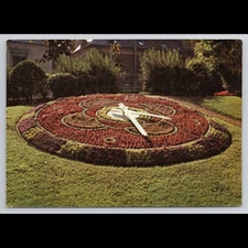 Vintage Postcard Floral Clock Landmark Unposted Scenic View Historic Rivers