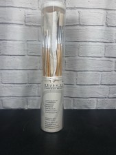 18 NEW Brushes bristle artist Handles Natural Canvas Case 9 flat 9 round set