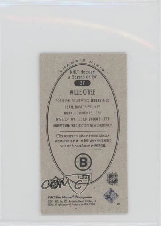 2011-12 Upper Deck Parkhurst Champions Champ's Minis Willie O'Ree #37 HOF - Image 2 of 2