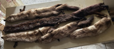 Vintage Mink Pelts Stole Brown Real Fur Neck Warmer Winter Scarf 7pc