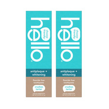 Hello Antiplaque Whitening Fluoride-Free Toothpaste, Peppermint, 5oz Lot of 2